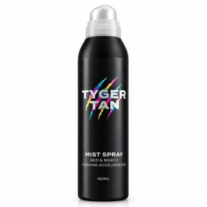 Tyger Tan Accelerator Mist Spray 150 ml – vattenbaserad tanning accelerator med tyrosin för solarium och utomhussolning